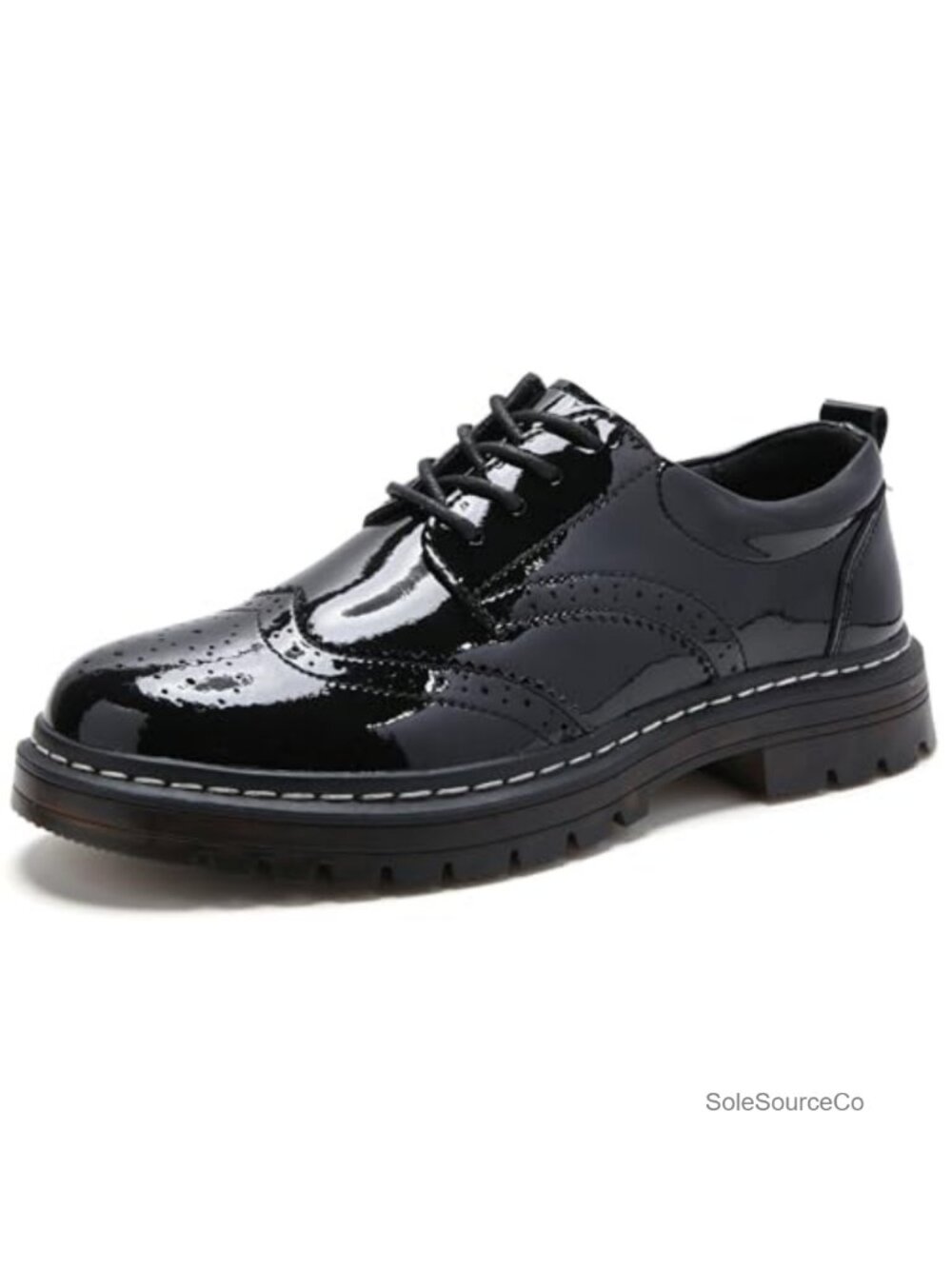 Women's Oxford Shoes Faux Leather Lace Up Slip Resistant Low Block Heel
